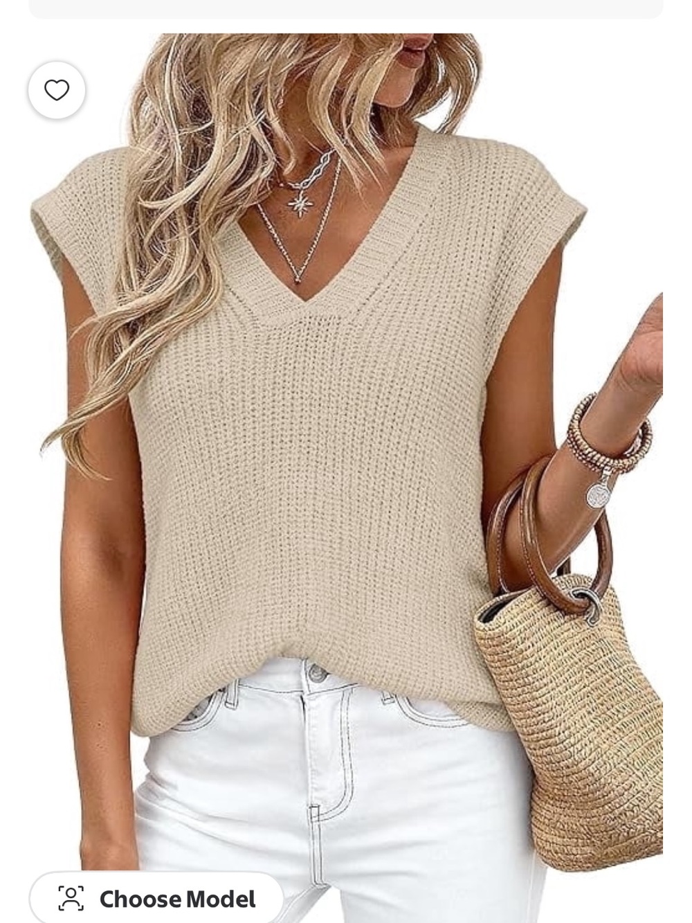 Women’s PrettyGarden V-Neck Sleeveless Knit Top - Cream size small